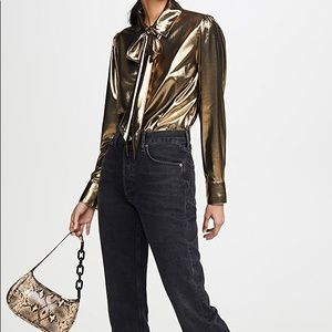 7 For All Mankind Gold Lame Blouse